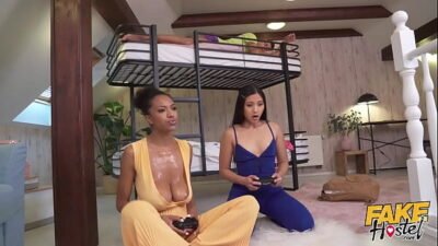 FAKEhub – Thai Asian girl and ebony Spanish babe with huge natural boobs in horny threesome