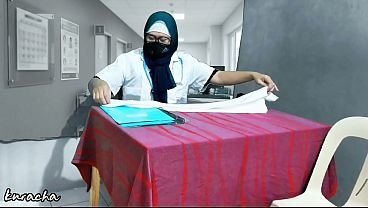 Arabic Doctor allowing her Patient to touch her Boobs
