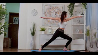 Beautiful Brunette gets horny during Yoga Session and starts masturbating